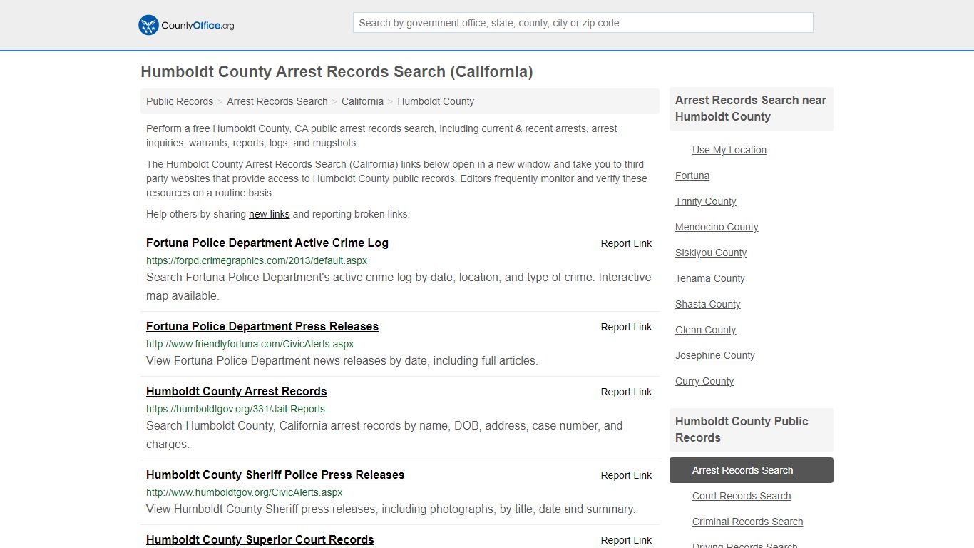 Arrest Records Search - Humboldt County, CA (Arrests ...